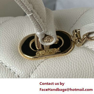 Chanel Grained Calfskin  &  Gold-Tone Metal Flap Bag with Top Handle AS4712 White 2025